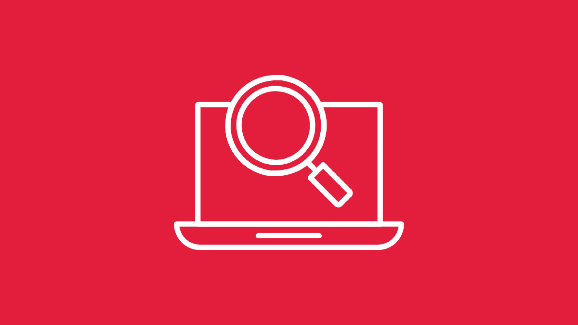 Symbol med dator och förstoringsglas