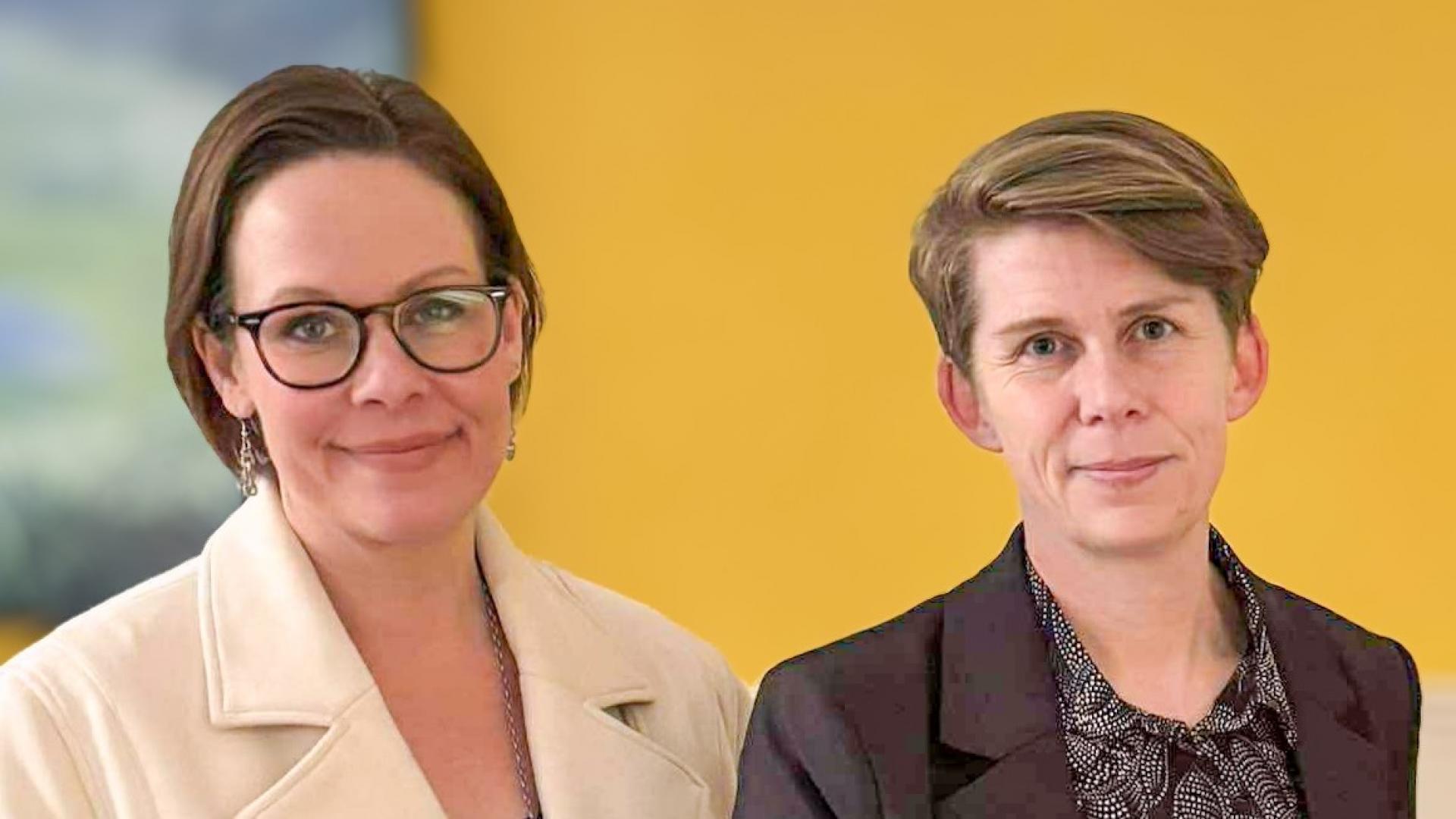 Utrikesminister Maria Malmer Stenergard och Journalistförbundets ordförande Ulrika Hyllert