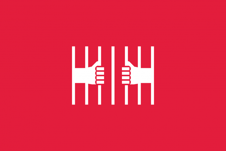 fängslad straff galler händer röd 